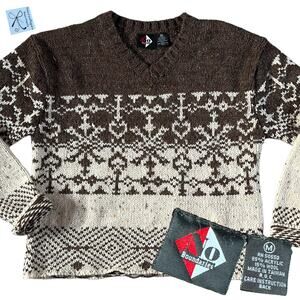 No Boundaries Wool Blend Snowflakes and Hearts Sweater Sz M